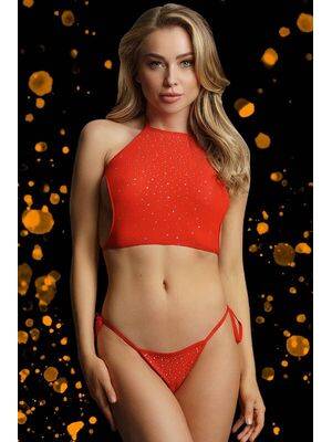 Conjunto Festive Rhinestone Top And Thong Le Désir By Shots